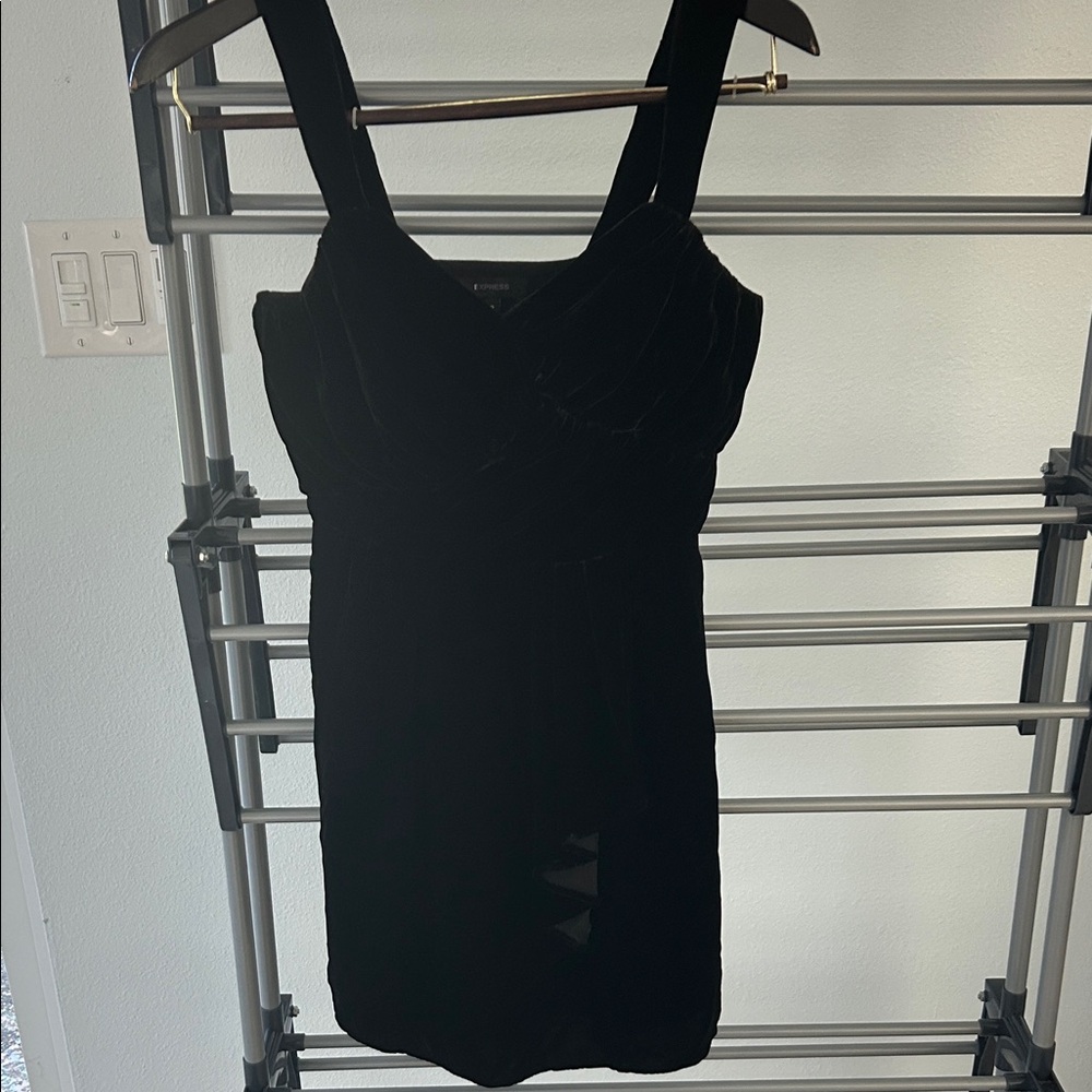 Express Elegant Velvet Black Mini Dress